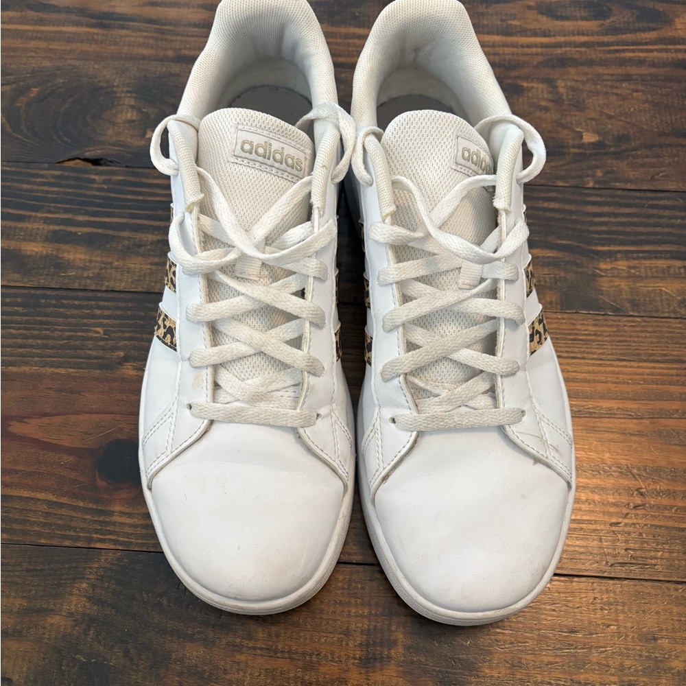 Adidas White Sneakers with Animal Print